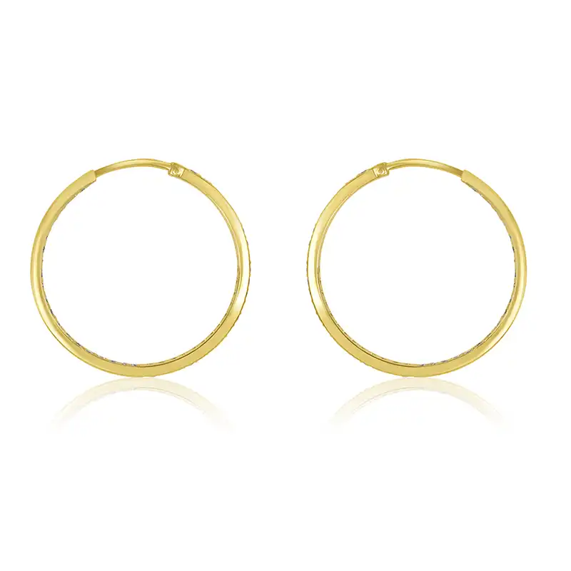 Yellow Gold Diamond Hoops Earrings